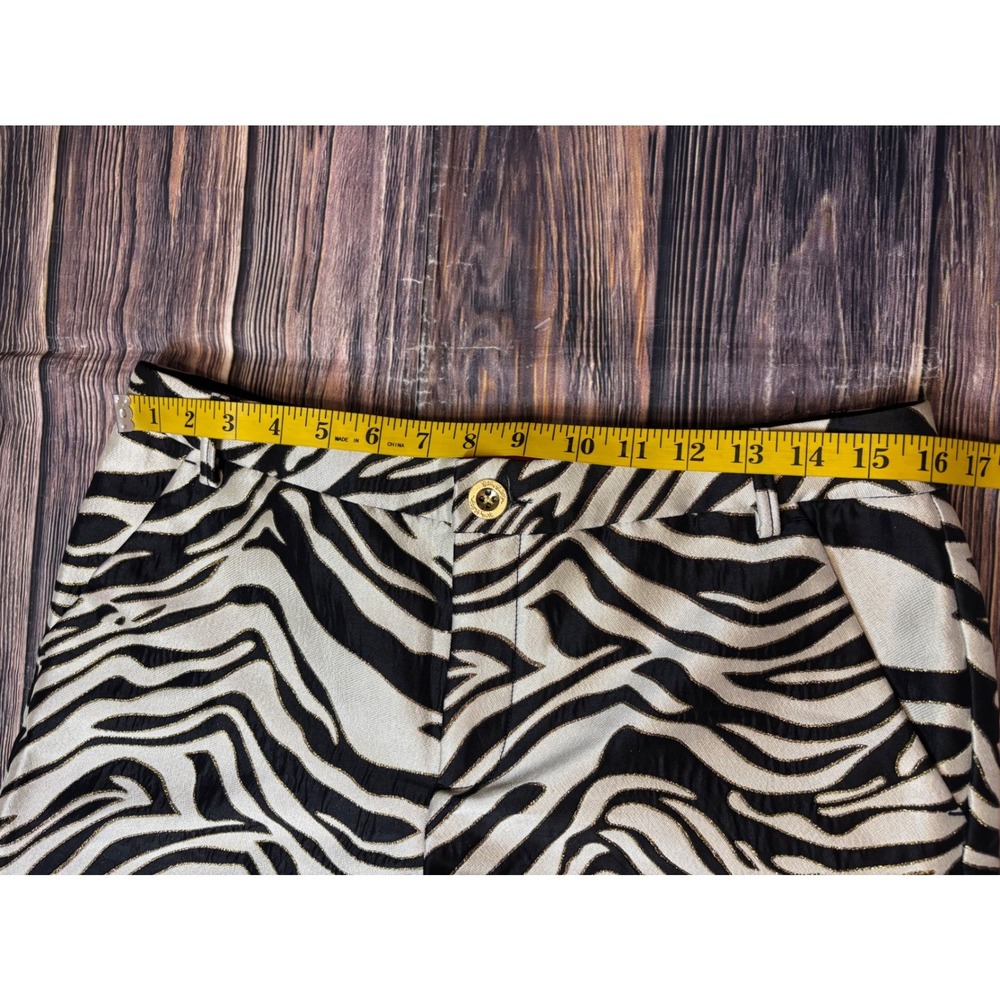 Lilly Pulitzer Zebra Print Jacquard Shorts Womens 8 Black White Metallic Gold - Picture 8 of 13